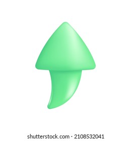 Up arrow icon in cartoon 3d plastic style, isolated on white background. Vector illustration 3d volumetric Up arrow.