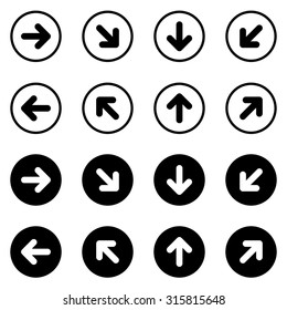 Arrow icon in circle set . Vector illustration