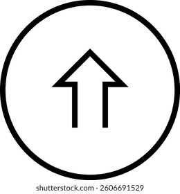 Up arrow icon in a circular shape symbolizing business progress, revenue increase, or positive financial trends with transparent background