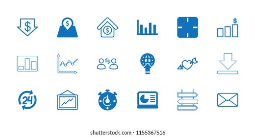 Arrow icon. collection of 18 arrow filled and outline icons such as globe download, lot price, chart on display, stopwatch. editable arrow icons for web and mobile.