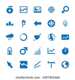 Arrow icon. collection of 25 arrow filled icons such as female, male, loading, chart on display, thunderstorm, pointer, pendulum. editable arrow icons for web and mobile.