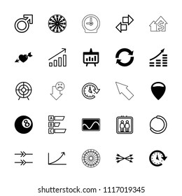 Arrow icon. collection of 25 arrow filled and outline icons such as location, time, chart, elevator, male, money growth, reload. editable arrow icons for web and mobile.