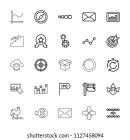 Arrow icon. collection of 25 arrow outline icons such as target, compass, direction board, graph, pin on globe, loading, mail. editable arrow icons for web and mobile.
