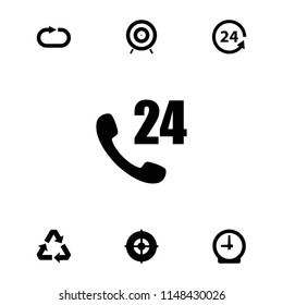 Arrow icon. collection of 7 arrow filled icons such as 24 hours support, 24 support, reload replay, recycle, target. editable arrow icons for web and mobile.