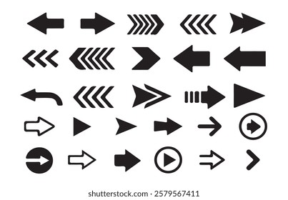 Arrow icon collection. Arrows black set icons. Arrow. Cursor. Modern simple arrows. Set different arrows or web design. Stock - Vector eps 10