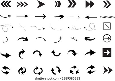 Arrow icon collection. Arrows set.Set different arrows or web design. Arrow flat style isolated on white background - stock vector.