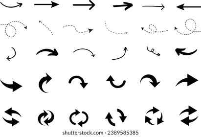 Arrow icon collection. Arrows set.Set different arrows or web design. Arrow flat style isolated on white background - stock vector.