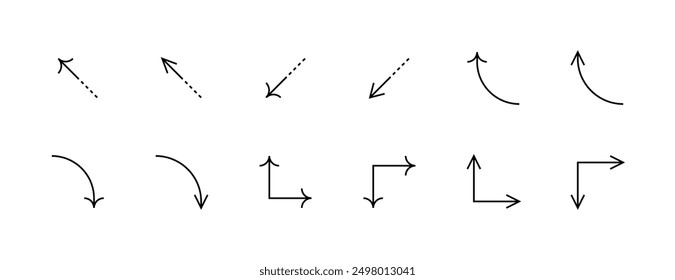 Arrow icon collection. Arrows symbol, direction, navigation, curved arrow, different direction, sort, compare, forward and more. Editable stroke. Pixel Perfect. Grid base 32 x 32.