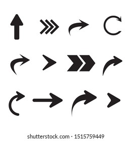 Arrow Icon Collection. Different shapes of flat arrows. Modern arrows shapes.