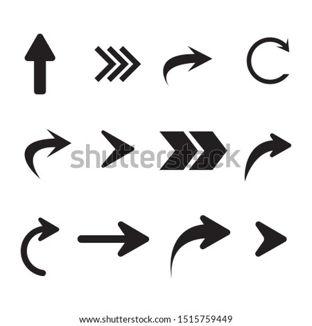 Arrow Icon Collection. Different shapes of flat arrows. Modern arrows shapes.