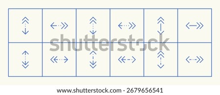 Arrow icon collection. Directional, sort, forward, backward, up, right and more outline editable stroke icon set.