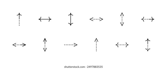 Arrow icon collection. Interface arrows, direction, navigation, forward, distance and more. Editable stroke. Pixel Perfect. Grid base 32 x 32.
