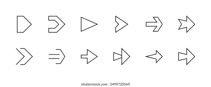 Arrow icon collection. Interface arrows, direction, navigation, triangular, directional, chevron and more. Editable stroke. Pixel Perfect. Grid base 32 x 32.