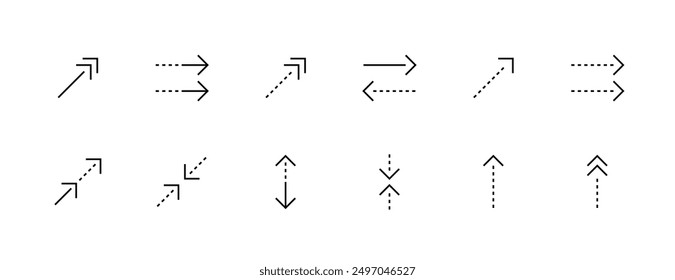 Arrow icon collection. Interface, direction, navigation, forward, different direction, resize, expand and more. Editable stroke. Pixel Perfect. Grid base 32 x 32.