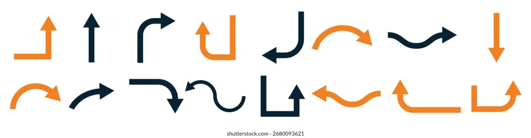 colección de icono de flecha aislada de diferentes tipos de símbolo de flecha Ilustración vectorial 