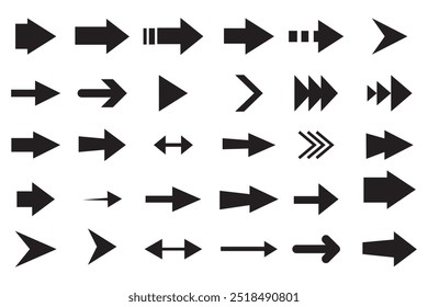 Arrow icon collection.  Mega set of arrow vector. Modern simple arrows. Set different arrows or web design. Arrow flat style isolated on white background.