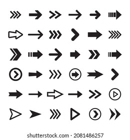 Arrow icon collection. Set of different arrows. Flat style isolated vectors. - Shutterstock ID 2081486257