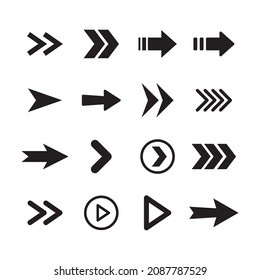 Colección de iconos de flecha. Conjunto de flechas diferentes. Vectores aislados de estilo plano.