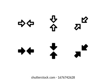 Icono de flecha colisionada. Con esquema y estilo de glifo