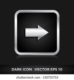 Arrow icon | color dark black silver metal grey white | icon set | abstract vector symbol | template design | shadows shiny | business button | abstract 3d