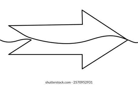 Arrow icon continuous one line drawing vector illustration. 