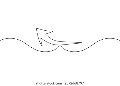 Arrow icon continuous one line drawing and minimalist style isolate outline vector icon