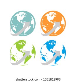 arrow icon crosses the earth vector logo