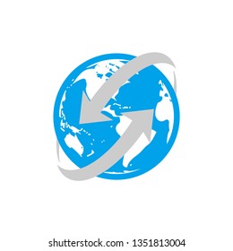 arrow icon crosses the earth vector logo