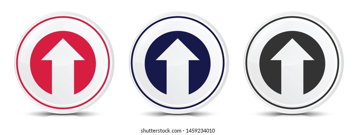 Up arrow icon crystal flat round button set illustration design isolated on white background