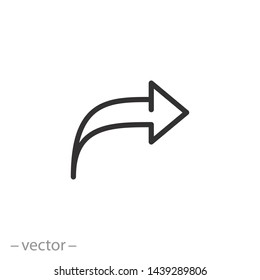 arrow icon, curve up, pointer line symbol for web and mobile phone on white background - editable stroke vector illustration eps10