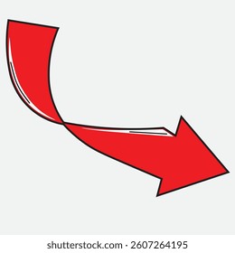 arrow icon curved to the left up red black line