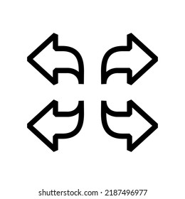 Arrow icon. Denoting forward, share or reply to a message or news item. Isolated vector illustration on a white background.