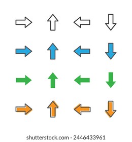 diseño de iconos de flecha, Botones de flecha direccional, iconos de flecha de contorno, color sólido, disponible para el Web, aplicación