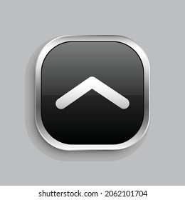 arrow up icon design. Glossy Button style rounded rectangle isolated on gray background.. Vector illustration