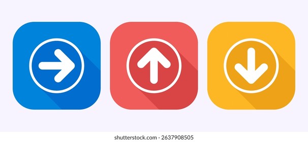 Arrow icon design illustration, arrow sign symbol in shadow button design