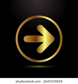 Arrow icon design illustration, arrow sign symbol in gold color style