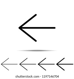 Arrow icon in different shapes, thickness. Simple outline vector of web for UI and UX, website or mobile application