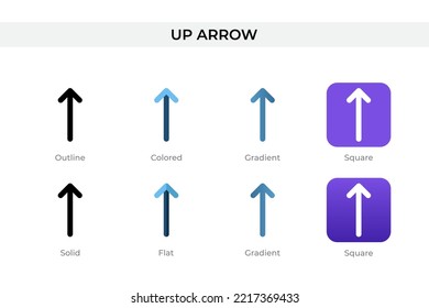 up arrow icon in different style. up arrow vector icons designed in outline, solid, colored, gradient, and flat style. Symbol, logo illustration. Vector illustration