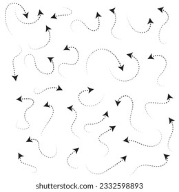 Icono de flecha. Icono de dirección. Conjunto de flecha dibujada a mano. Juego de flechas con trazos a mano. Flecha doodle. Señal de flechas diferentes de la colección.  Vector de flechas simple y moderna. Black Arrows set.