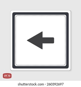 Arrow icon. Direction left symbol. Flat design style. Made vector illustration. Emblem or label with shadow.