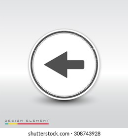 Arrow icon. Direction left symbol. Flat design style. Made vector illustration. Emblem or label with shadow.