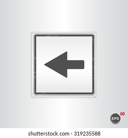 Arrow icon. Direction left symbol. Flat design style. Made vector illustration. Emblem or label with shadow.
