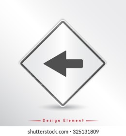 Arrow icon. Direction left symbol. Flat design style. Made vector illustration. Emblem or label with shadow.