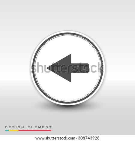Arrow icon. Direction left symbol. Flat design style. Made vector illustration. Emblem or label with shadow.