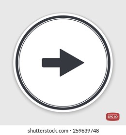 Arrow icon. Direction right  symbol. Flat design style. Made vector illustration. Emblem or label with shadow.