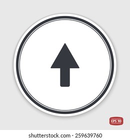 Arrow icon. Direction right or up symbol. Flat design style. Made vector illustration. Emblem or label with shadow.