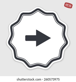 Arrow icon. Direction right  symbol. Flat design style. Made vector illustration. Emblem or label with shadow.