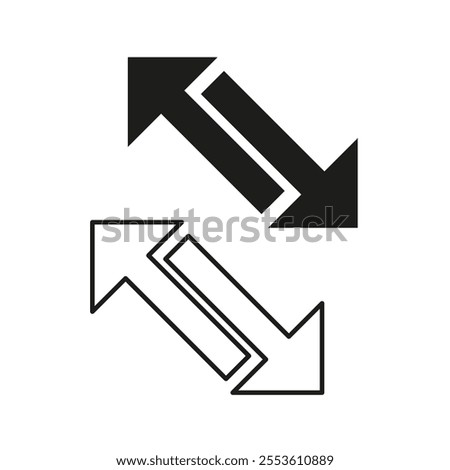 Arrow icon. Directional vector symbol. Two arrow shapes. Modern navigation graphic.