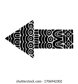 Arrow icon in doodle style. Hand drawn black isolated vector icon. Vector illustration.