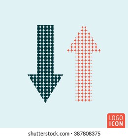 Arrow icon. Dots arrows icon isolated, minimal design. Vector illustration
